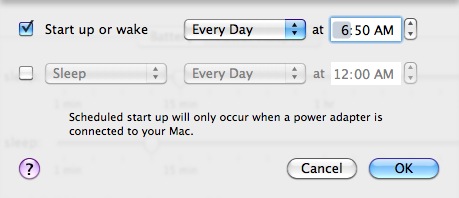 Mac schedule automatic wake up time (or sleep time) Mac schedule automatic wake up time (or sleep time)