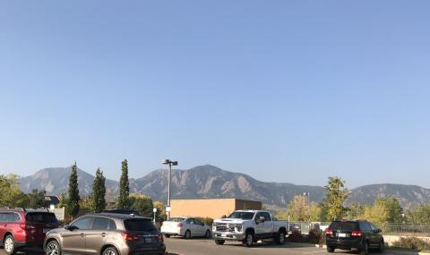 The mountain view from the Boulder, CO Foothills hospital